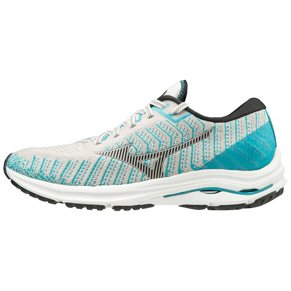 Damske Bezecke Topanky Mizuno Wave Rider 24 WAVEKNIT™ D (Wide) Biele/Modre Vypredaj JNWV26051